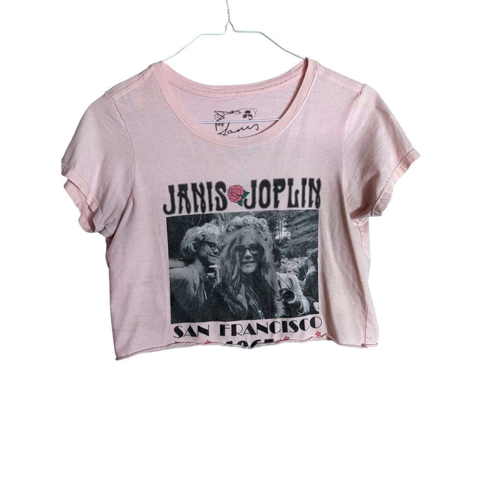 Janis Joplin San Francisco 1967‎ Cropped Graphic T-Shirt Pink Women Large